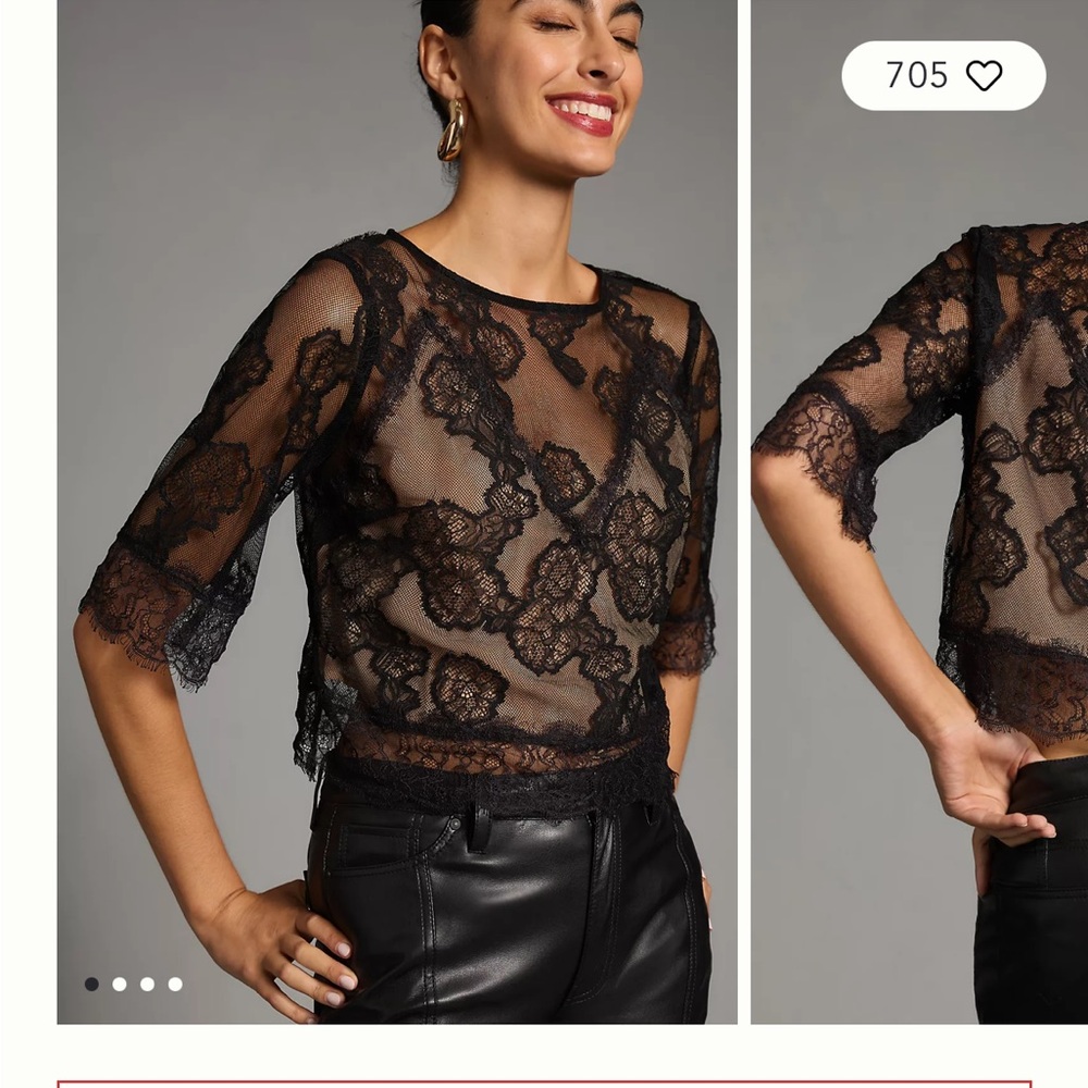 Anthropologie Black Lace Top
